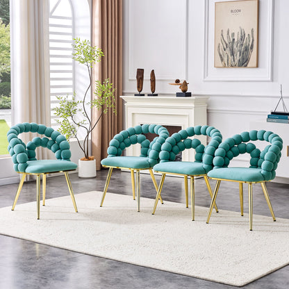 Puffy Bubble Ball Chain Chairs for Dining Room - Light Blue or Yellow
