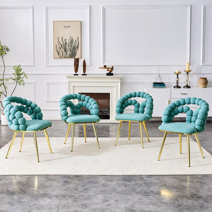 Puffy Bubble Ball Chain Chairs for Dining Room - Light Blue or Yellow