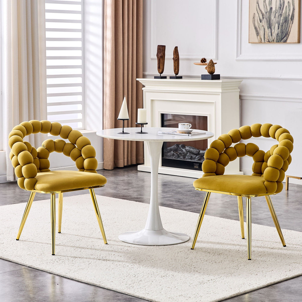 Puffy Bubble Ball Chain Chairs for Dining Room - Light Blue or Yellow