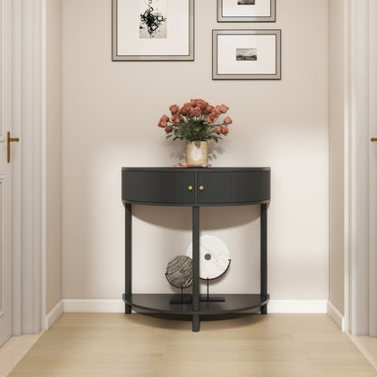 Demi Lune Console Table with 2 Storage Drawers - White, Dark Gray, Dark Brown