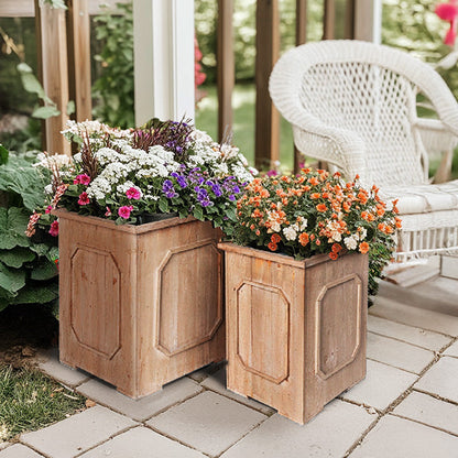 Oversized Outdoor Wooden Planters, Set of 2
