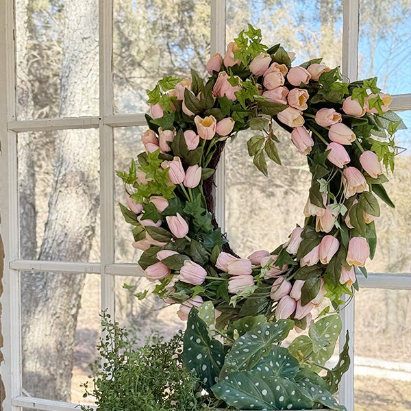 Faux Soft Pink Tulip Wreath