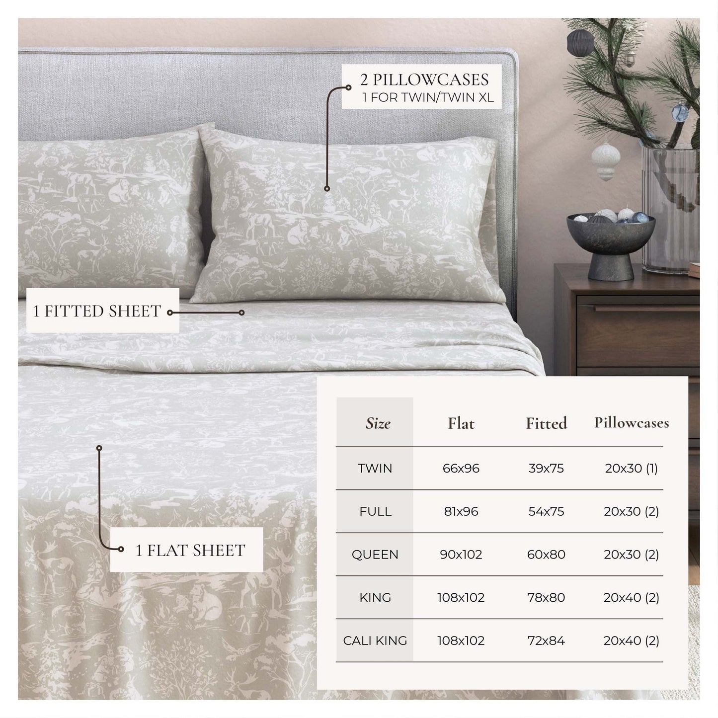 Turkish Cotton Flannel Sheet Set - Elevated Holiday Collection