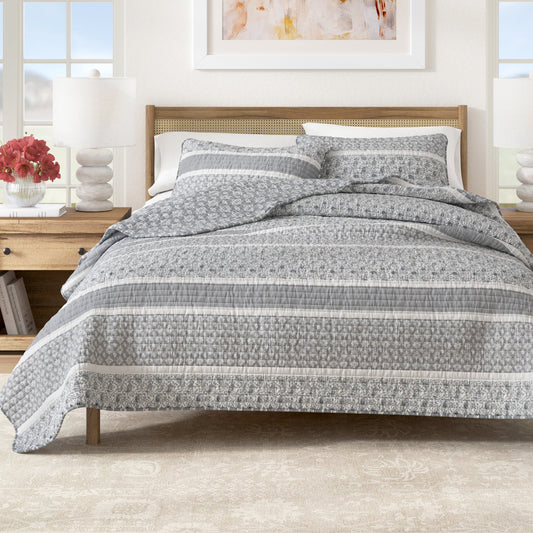 Microfiber Stripe Quilt Set - Kadi Collection