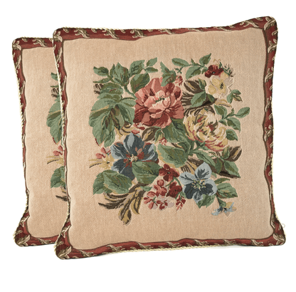 Tache 18 Inch Floral Red Yuletide Blooms Tapestry Throw Pillow Cover (5598)